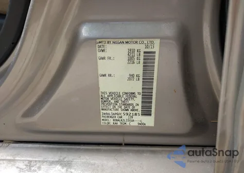 2015 Nissan Altima 2.5 Sv from USA, damaged, VIN 1N4AL3AP6FC592185